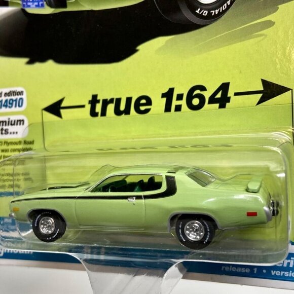 Auto World 1973 Plymouth Road Runner Vintage Muscle Mist Green Rel 1 Ver A NIP - Picture 5 of 15